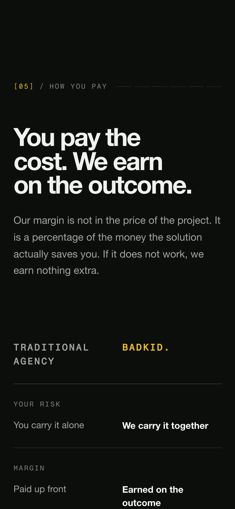 The badkid pricing comparison on a phone