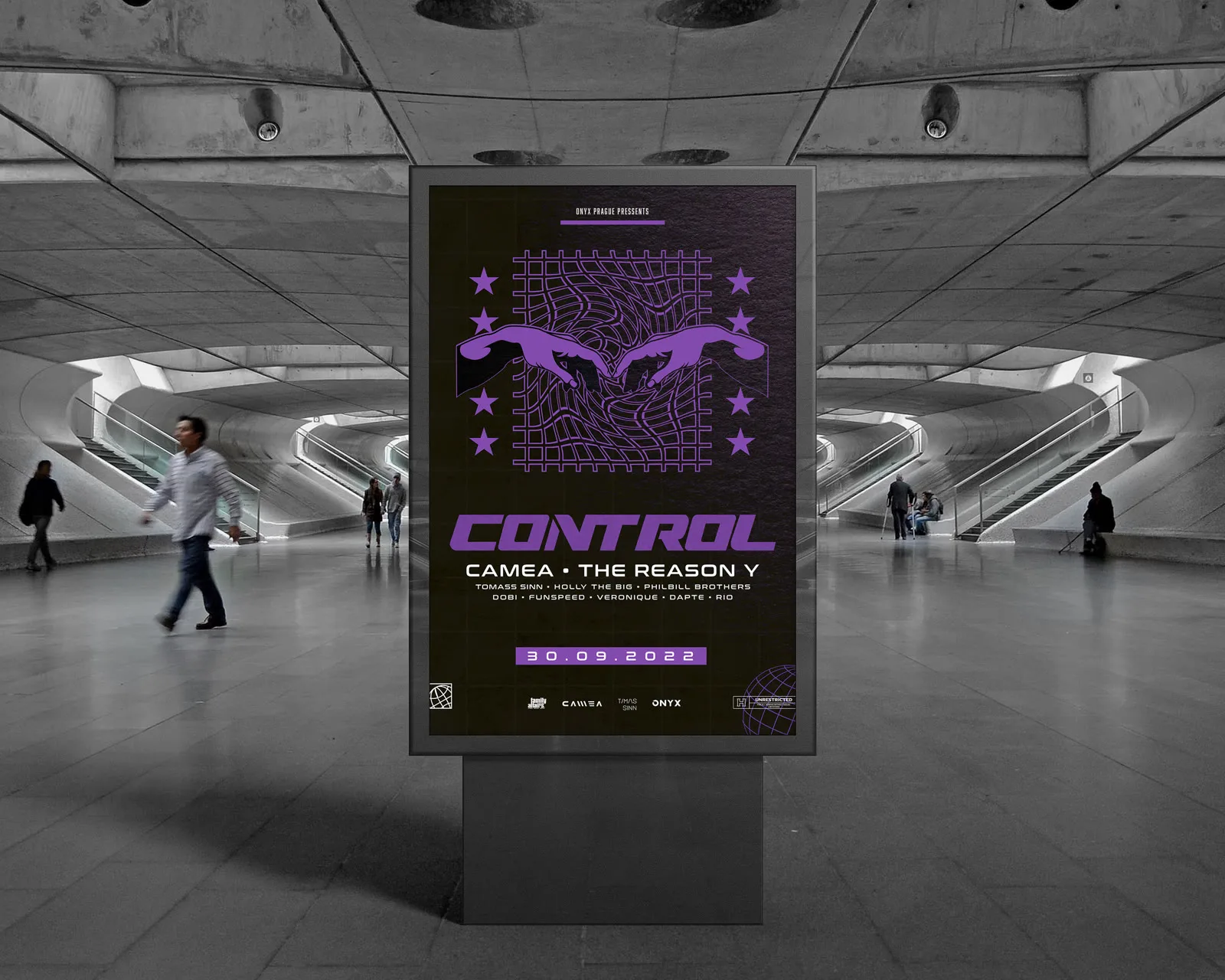 CONTROL event poster in an underground passage citylight