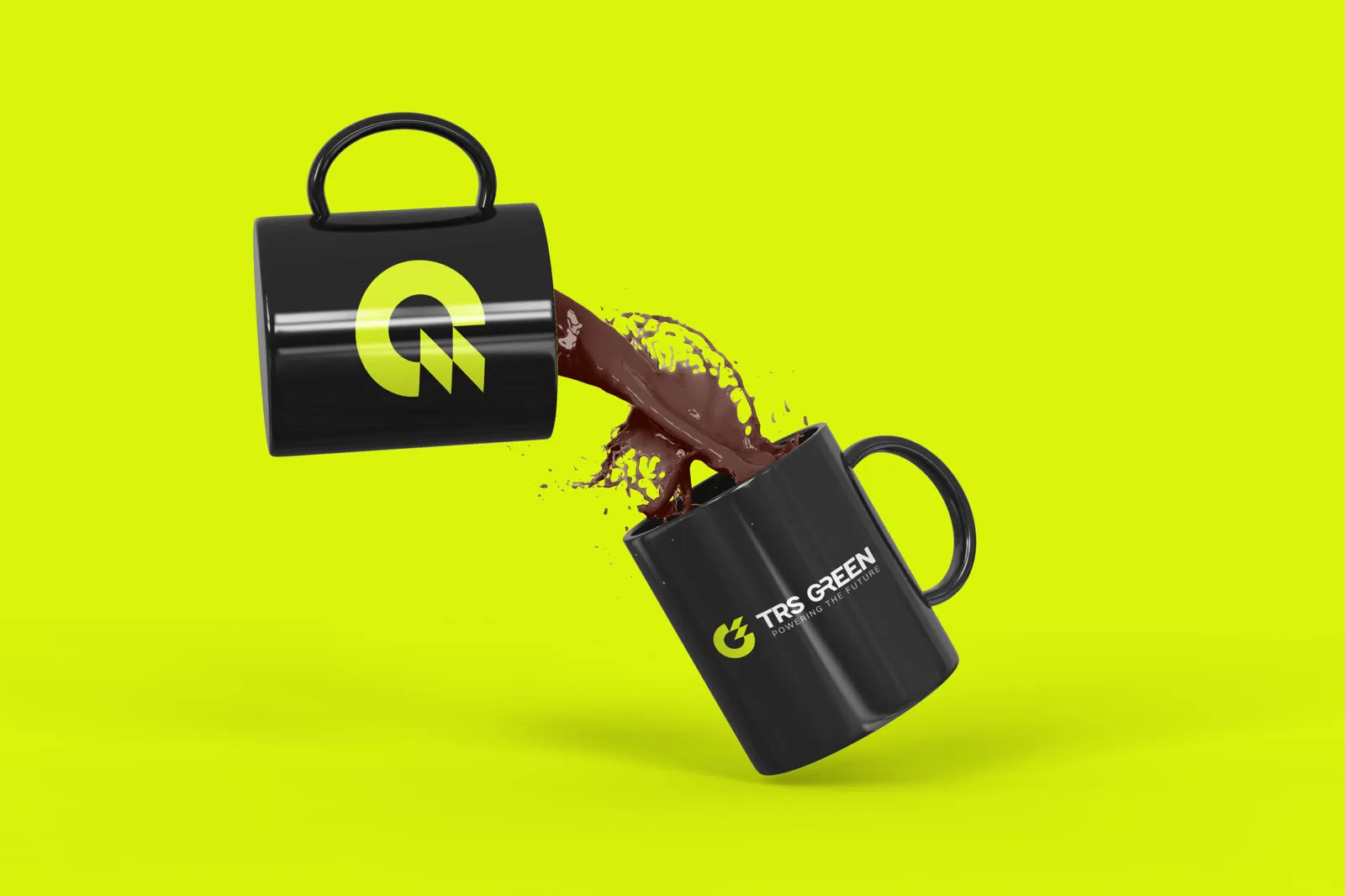 Black TRS Green mug and lunch box with the lime logomark