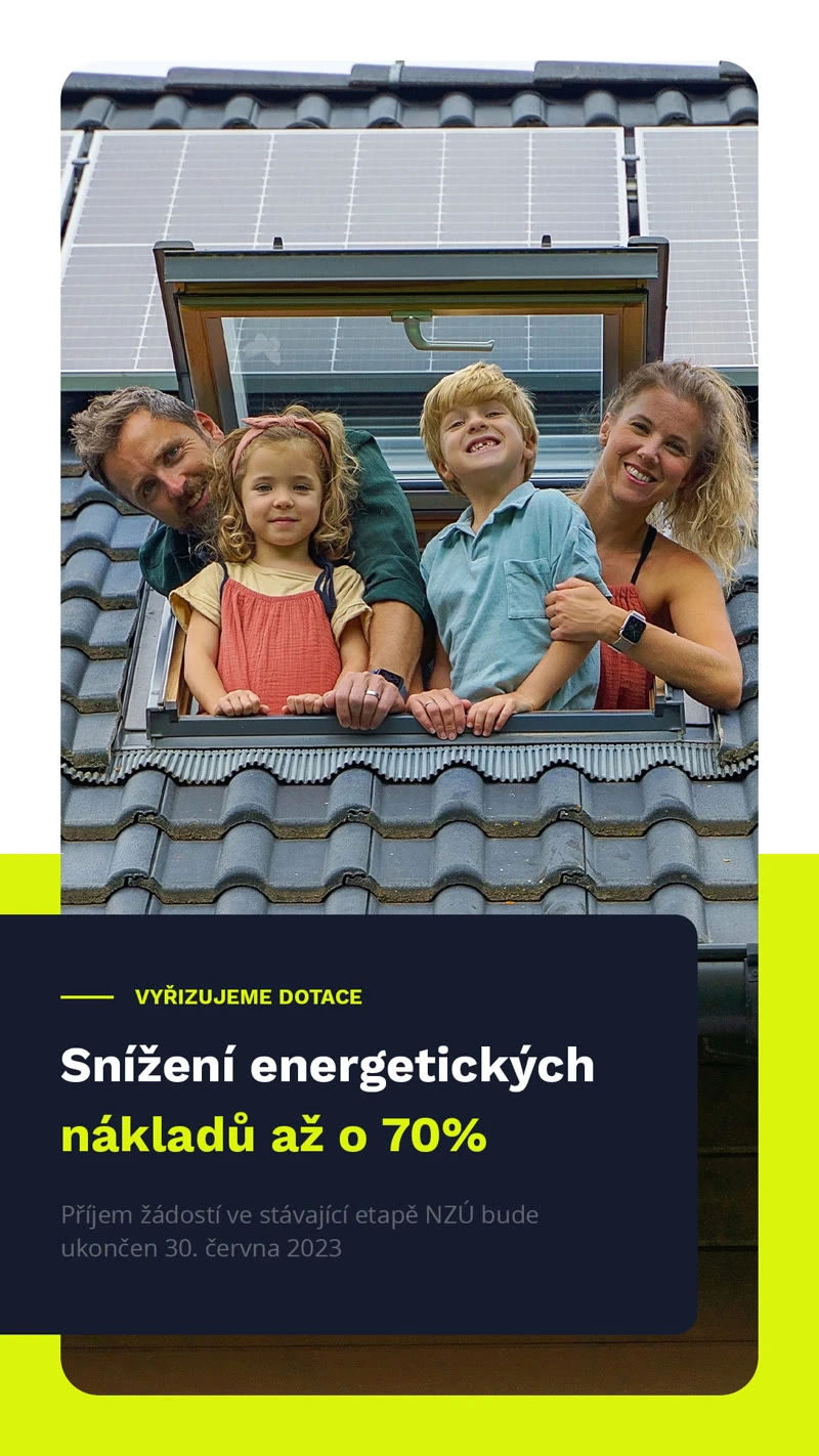 Instagram story template about grant-funded energy savings with a family at their roof window